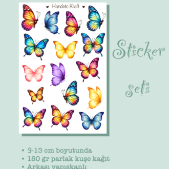 Kelebek Temalı Sticker Seti Çıkartma Scrapbook Bullet Journal Etiket Ajanda Planner stikır