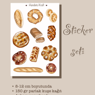 8li Dünya Yemekleri Sticker Seti, Planner Etiket, Çıkartma, Çoklu Sticker, Journal Sticker