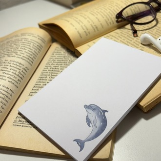 Yunus Balığı Temalı Notepad Çek Kopar Defter, Tutkallı Bloknot, A6, Çizgisiz Defter