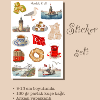 İstanbul Temalı Sticker Seti Çıkartma Scrapbook Bullet Journal Etiket Ajanda Planner stikır
