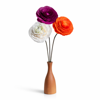 Turuncu Ranunculus El Yapımı Kağıt Çiçek
