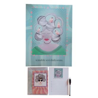 İçimdeki Sesi Dinliyorum Poster baskı+ Planlama Magneti+ İkili Kart Postal Seti Hediye
