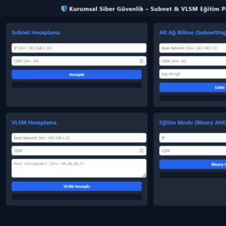 Kurumsal Siber Güvenlik Subnet & VLSM Eğitim Paneli