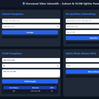 Kurumsal Siber Güvenlik Subnet & VLSM Eğitim Paneli