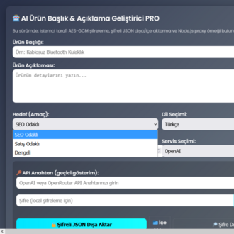 AI Ürün Başlık & Açıklama Geliştirici PRO