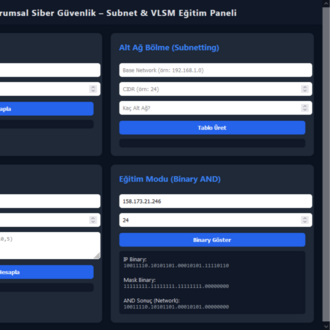 Kurumsal Siber Güvenlik Subnet & VLSM Eğitim Paneli