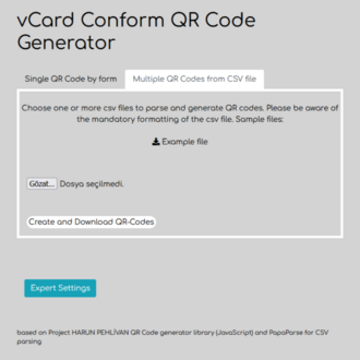 vCard Conform QR Code Generator