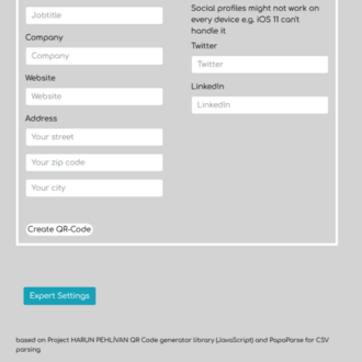 vCard Conform QR Code Generator