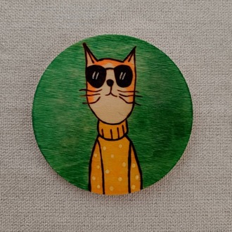 Sarı kazaklı kedi bardak altlığı