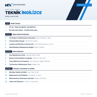 Hava Aracı Bakım Teknik İngilizce – Konu Anlatımı | Aircraft Maintenance Technical English