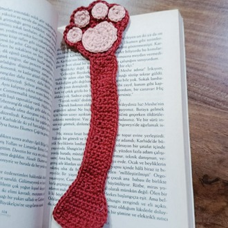 Patili, kalpli tığ işi kitap ayracı pembe pati