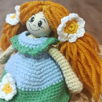 Miniminik papatyalı sarışın amigurumi bebek