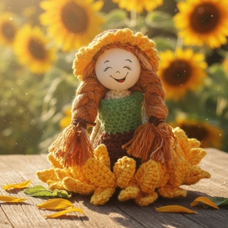 Mini ayçiçek amigurumi bebek