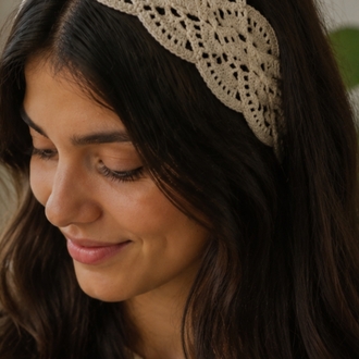 Pamuk ipten el örgüsü saç bandı