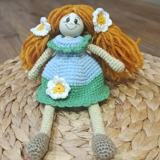 Miniminik papatyalı sarışın amigurumi bebek