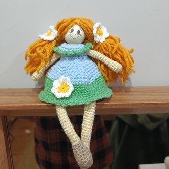Miniminik papatyalı sarışın amigurumi bebek