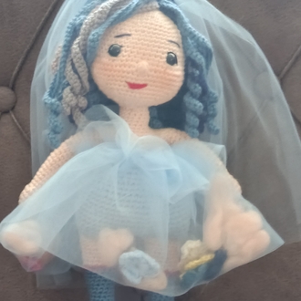 Mavi gelin amigurumi bebek