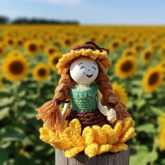 Mini ayçiçek amigurumi bebek