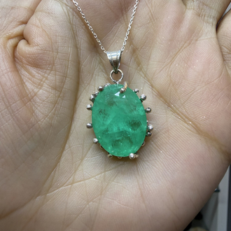Paraiba Taşlı Gümüş kolye