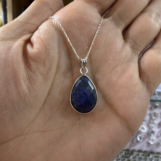 Lapis Lazuli Taşlı Gümüş Kolye