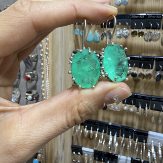 Paraiba taşlı gümüş küpe