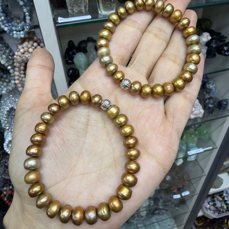 Doğal Gold inci bileklik