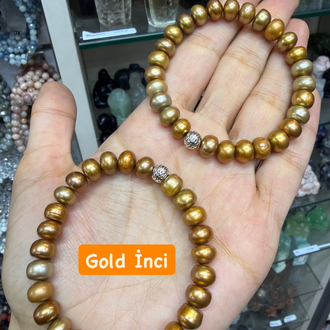 Doğal Gold inci bileklik