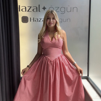 Ekose kırmızı elbise 