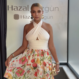Çiçekli keten elbise