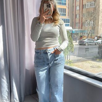 Gri kaşkorse bluz