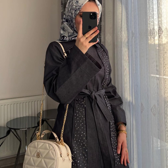 Taşlı denim takım