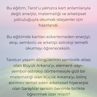 Tarot Eğitim Sınıfı • Ağustos (Aylık Ücret)