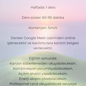 Tarot Eğitim Sınıfı • Ağustos (Aylık Ücret)