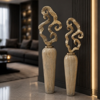 2 Lİ PREMİUM ORLENA CAM GOLD METAL DETAYLI KÖŞE KÜP SETİ