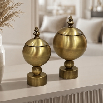 2 Lİ  ESKİTME METAL TOP KUTU DEKOR