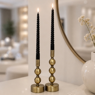 2 Lİ ESKİTME METAL TOP MUMLUK SETİ 