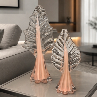 2 Lİ HANDMADE KRİSTAL CAM YAPRAK DEKOR