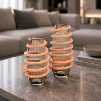 2 Lİ HANDMADE SARMAL DETAYLI VAZO SETİ