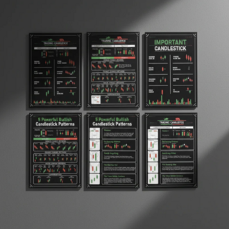 6'lı Candlestick Patterns Trading Poster Seti - Teknik Analiz Mum Formasyonları Duvar Dekoru