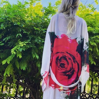 İpek Şifon Kimono Uzun