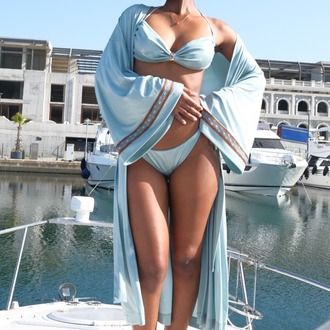 Asetat Kumaş Kimono ve Bikini Takımı