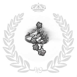 Gümüş Taşlı Sarmal Çiçekli Yüzük
