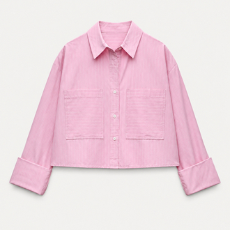 Crop Poplin Gömlek Pembe