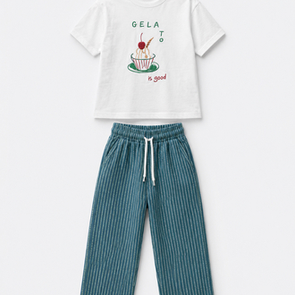 Unisex Gelato Nakışlı Turkuaz Takım