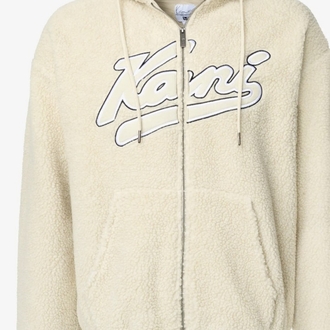 Karl Kani VARSITY TEDDY KREM FERMUARLI KAPŞONLU SWEATSHIRT ORİJİNAL