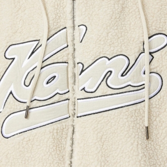 Karl Kani VARSITY TEDDY KREM FERMUARLI KAPŞONLU SWEATSHIRT ORİJİNAL