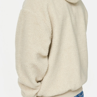 Karl Kani VARSITY TEDDY KREM FERMUARLI KAPŞONLU SWEATSHIRT ORİJİNAL