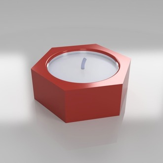 Altıgen Tasarım Tealight Mumluk - Kırmızı