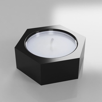 Altıgen Tasarım Tealight Mumluk - Siyah