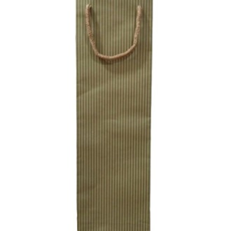 İp Saplı Torba Yeşil Ince Çizgili 10x38 Cm Şişe Çantası Hediyelik Çanta 25 Li Paket